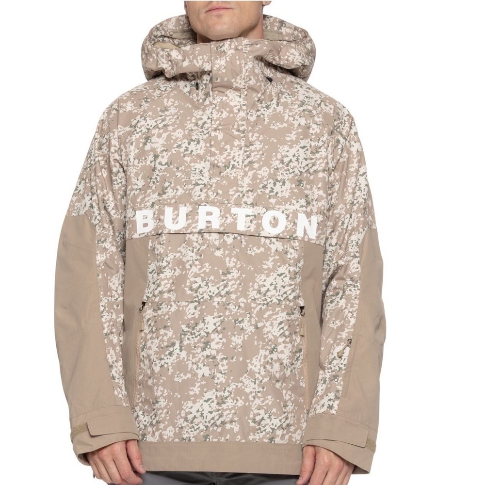 Burton Frostner Anorak Snowboard Ski Jacket Mens XL Tan Camo Waterproof $290